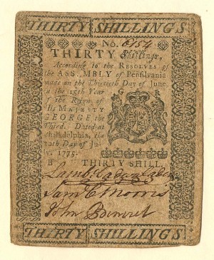 Colonial Currency - FR PA-179 - July 20, 1775 - Paper Money
